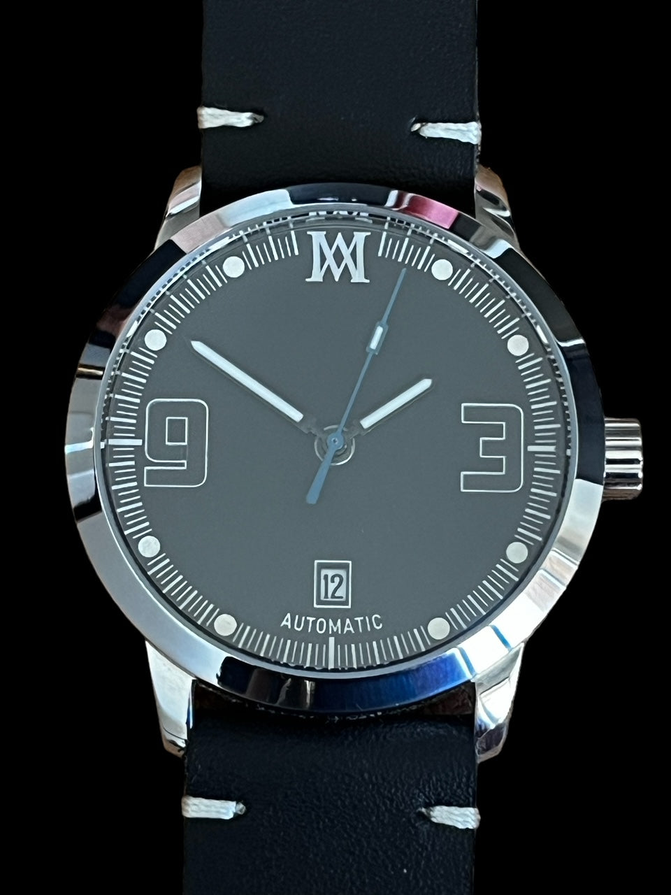 Mauer Stealth 36mm Matte & Glossy Black Dial Automatic Stainless Steel Watch