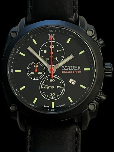 MAUER SWISS CHRONOGRAPH 44mm BLACK PVD 