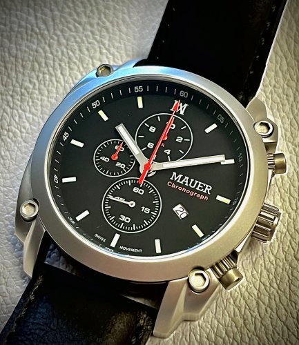 Mauer Swiss Chronograph Sandblasted Stainless Steel Mens Watch