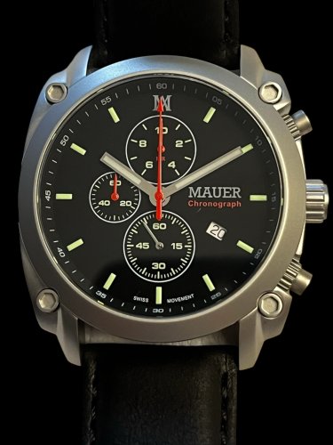 Mauer Swiss Chronograph Sandblasted Stainless Steel Mens Watch